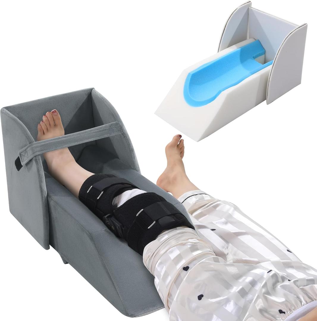ROYALAY Leg Pillow for Knee Surgery Recovery, Memory Foam Knee Replacement Pillow, Heel Protectors for Pressure Sores