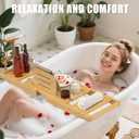 Bathtub Tray Caddy,Premium Bamboo Expandable Bath Tub Trays Table, Foldable Bathroom Accessories,Great House Warming, Anniversary and Birthday Gifts,Natural
