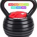 TopMade Adjustable Kettlebell Weights Set Cast Iron Exercise Fitness Kettle Ball Grip (Black-40lb)