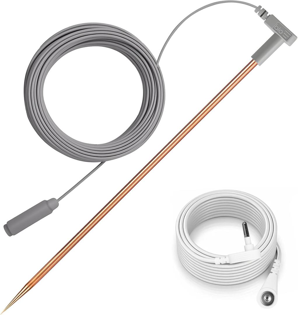 Copper Grounding Rod Kit - 40ft Heavy Duty Female Ground Cord & Wristband, Portable Earthing System Use with Grounding Mats, Sheet, Blankets, Pillowcases