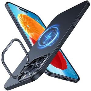TORRAS Magnetic Slim Fit for iPhone 16 Pro Case with Stand, Compatible with MagSafe, Built-in Stash Stand, Ultra Thin 16 Pro Case, Lightweight Anti-Scratch Matte Hard Phone Case 6.3 inch, Black