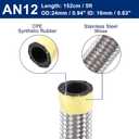 X AUTOHAUX 5ft 12AN Fuel Hose AN12 Universal Car Braided Stainless Steel CPE Oil Fuel Gas Line Hose Silver Tone