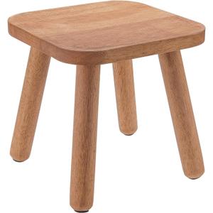 Wooden Step Stool for Adults, Kitchen Stepping Stools with Four Assembled Legs and Non-Slip Pads, Portable One Step Foot Stool Sitting Stool for Bathroom, Living Room, Bedroom (Walnut Color)
