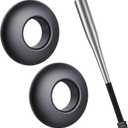 2 x [2 Packs] Professional Baseball Bat Grip Knob Stacker Choke Up Rings Bat Ring Knob Baseball Softball Teeball Tball Choke Up Baseball Bat Accessories - Black