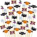 2 x WorldBazaar 120PCS Halloween Cocktail Picks 6 Styles Halloween Skewers Appetizer Food Fruit Toothpicks Charcuterie Skewers Sticks Party Supplies Decorations