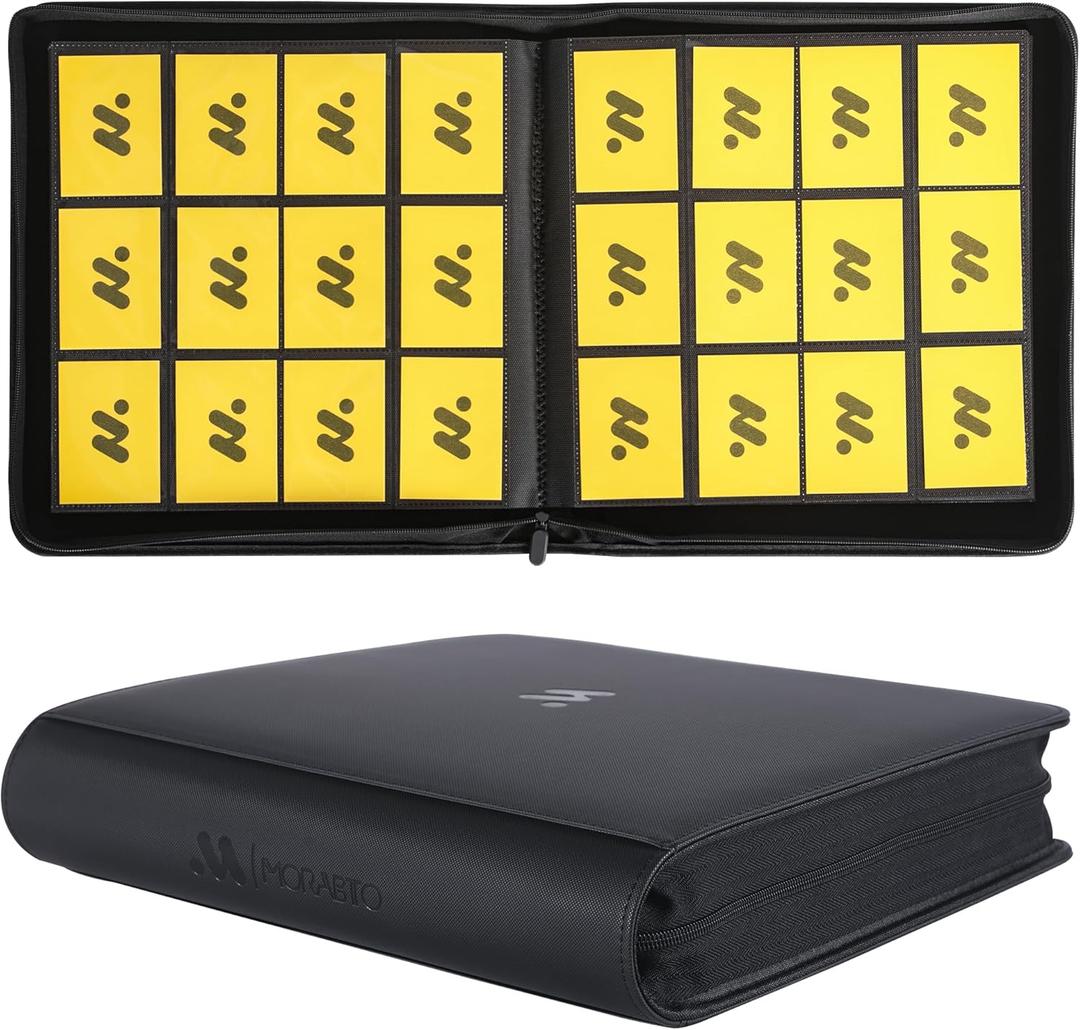 Card Binder 12 Pocket,Trading Card Binder Holds up to 1200 Cards with 50 Sleeves,Zipper Card Holder Album Compatible with TCG Card/Game Cards/Sports Card (Black)