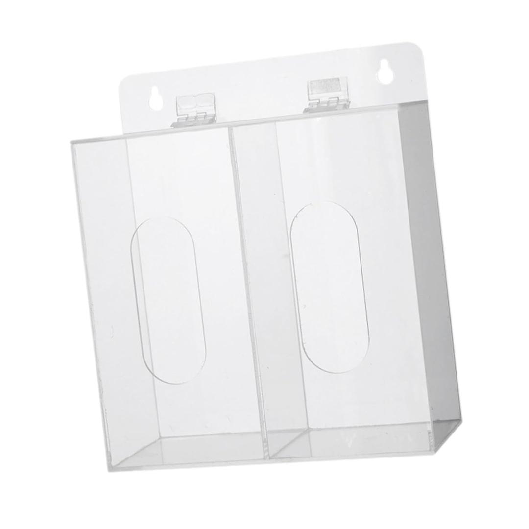Acrylic Gloves Dispenser Holder Clear Storage Container with Lid Wall Mount Box for Shoe Cover Beard Covers Gloves Lab, 2 Grids