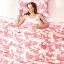 Cozy Bliss Cooling Comforter Set King Size, Double-Sided Cool Tech Cooling Blankets for Hot Sleepers and Night Sweats, Silk Smooth Summer Comforter with 2 Pillowcases, Tie-dye Pink (King(104"x90"))