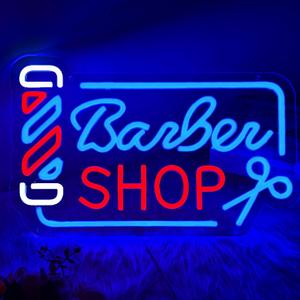 Barber Shop Neon Signs for Wall Decor, Barber Neon Lights Led Business Signs Suitable for Hair Salon Barber Art Decor Gift for Family, Friends and Boys, 16.73 * 10.4In