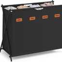 SONGMICS Laundry Hamper, Laundry Basket, 40.9 Gal. Laundry Sorter 4 Sections, Collapsible X-Frame, Clothes Organizer with Customizable Labels, Laundry Room, Bedroom, Bathroom, Ink Black ULCB140B01