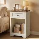 VASAGLE Nightstand with Charging Station, 1 Drawer and Open Shelf, 1 PACK-15.7"D x 11.8"W x 23.2"H