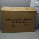 Heated Cat House for Outside, Waterproof Awning & Escape Door Heated Cat Houses for Indoor/Outdoor Cats in Winter, Elevated & Insulated Outdoor Cat Shelter for Feral Cat(Green, 25.2"x16.5"x13")