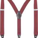 AUSUKLER Men's Suspenders with Swivel Hooks and Elastic Straps Y-back, for Heavy Duty, Big and Tall (Burgundy)
