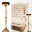  Round Martini Drink Table for Small Spaces Nightstand Living Room Bedroom Side Table Drink Stand Cocktail Pedestal End Vintage Metal Decor, 5.74x5.74x25.98''(Brass) 1 Pc