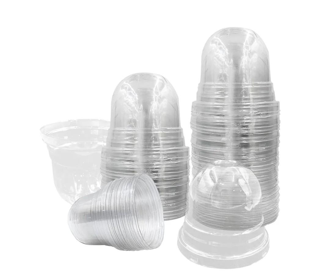 50 Pack Clear Plant Pot Domes, Transparent Seedling Domes Compatible with 4 Inch Seed Starter Pots for Indoor Outdoor Gardening(50Pcs, Clear)