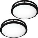 Elekeed 2-Pack Ceiling Light Fixture Black 36W, 13 inch Flush Mount Light Fixtures 3600LM, Modern Ceiling Light No Flicker, 5000K Bright LED Ceiling Lights for Hallways Bedroom Bathroom ETL Listed
