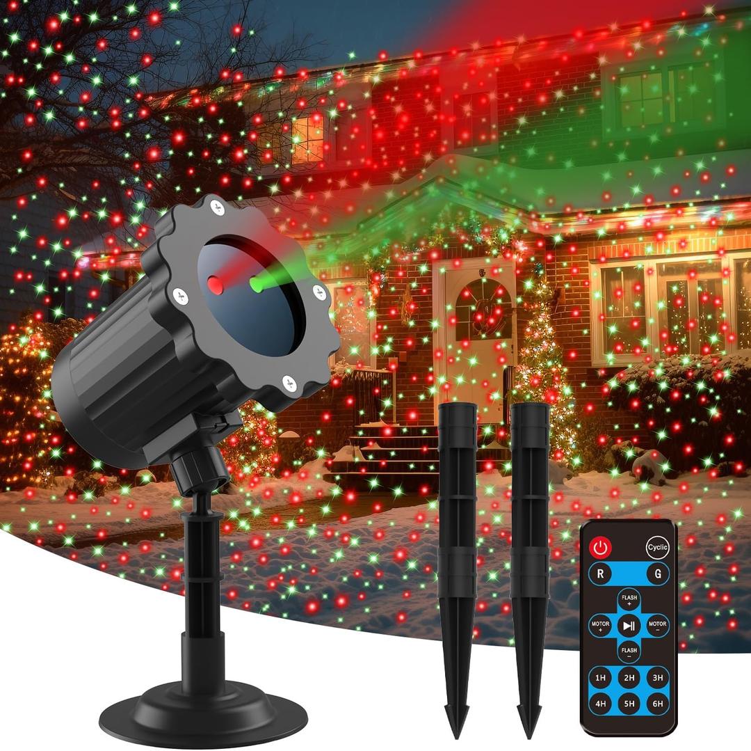 Christmas Projector Lights Outdoor, Waterproof Christmas Decorations Led Lights Projector with Remote Control Timer Indoor Firefly Light for Xmas Yard Garden Holiday Party Home Decor Landscape Patio (colorful)
