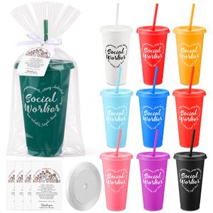 Yetene 30 Sets Volunteer Appreciation Gifts Bulk Reusable Plastic Cups with Lids, Cards and Gift Bags Thank You Gift Set for Volunteer Teams School Community Public Events Staff Appreciation Giveaways