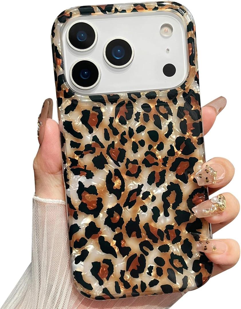 Jmltech for iPhone 17 Pro Max Case Cheetah Print Leopard Girly Luxury Women Sparkle Cute Trendy Silicone Shockproof Protective Phone Cases for iPhone 17 Pro Max