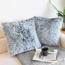 NordECO HOME Luxury Soft Faux Fur Fleece Cushion Cover Pillowcase Decorative Throw Pillows Covers, No Pillow Insert, 18" x 18" Inch, Black Ombre, 2 Pack (18" x 18" (Pack of 2), N-black Ombre)