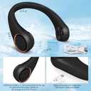 CIVPOWER Neck Fan: Portable Personal Neck Cooling Rechargeable Bladeless Fan - Hands Free 3 Speed 4000 mAh Battery USB Operated Wearable Headphone Design - Gift for Men Women Outdoor (Black)
