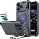 ESR for iPhone 17 Pro Max Phone Case with Stand, 23ft Military-Grade Drop Protection with Camera Control, Shock-Absorbing Rugged Cover, Compatible with MagSafe Accessories, Cyber Series, Grey