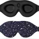 ALASKA BEAR Sleep Mask Women Men with Molded Eye Cups, Well-Contoured 3 D Extra-Plush Soft Memory Foam Blackout Eye Mask Zero Pressure on Eyelids & Eyelashes w Earplugs Set - Silent Night Stars