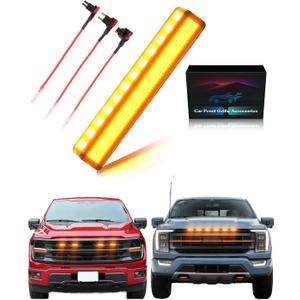 LED Front Grill Lights for 2024 2025 F150 Grille Accessories 2018-2023 F150 Warning Lamp(Amber Lights, 4)