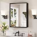 Keonjinn Matte Black Medicine Cabinet Mirror 20 x 26, Adjustable Shelves