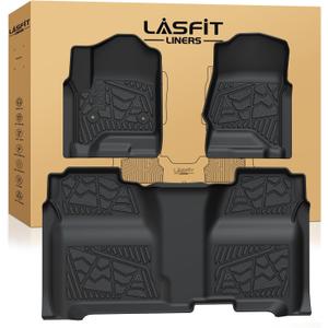 LASFIT Floor Mats 2014-2018 for Chevrolet Chevy Silverado/GMC Sierra 1500 Only Crew Cab, 2015-2019 Silverado/Sierra 2500HD 3500 HD, Only Crew Cab, with Carpet Floor, Only Fit 1st Row BucketSeating