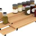 3 Tier Expandable Bamboo Spice Rack Cabinet Step Shelf Organizer for Kitchen Pantry Countertop Cupboard