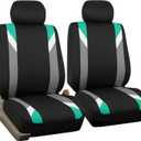 FH Group Front Set Cloth Car Seat Covers for Low Back Car Seats with Removable Headrest, Universal Fit, Airbag Compatible, Seat Cover for SUV, Sedan, Van, Mint