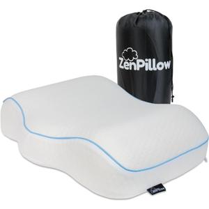 Unique Cervical Travel Pillow, Contour Shaped Memory Foam Neck Pillow - Ergonomic Pillow for Neck and Shoulder Pain - Versatile Camping Pillow (White)