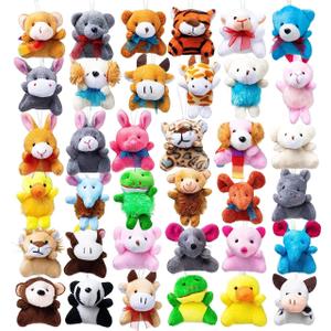 JOYIN 36 Pack Mini Animal Plush Toy Assortment (36 Units 3" Each),Bulk Stuffed Animals Party Favors for Kids, Small Animals Plush Keychain Decoration, Carnival Prizes, Christmas Party Favors