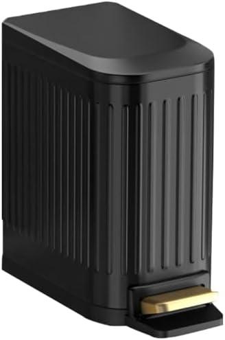 SIDIANBAN Bathroom Trash Can with Lid Soft Close and Foot Pedal, Small Rectangular Slim Garbage Can with Inner Wastebasket for Bedroom, Office, Kitchen, 1.6Gal/6L (Black)