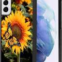 KANGHAR Compatible with Samsung Galaxy S21 Case Sunflower Butterfly Anti-Slip Drop Protection with Soft TPU Bumper Shockproof Protective Phone Cover for Women Girls