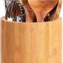 Bamboo Utensil Holder, Large Utensil Holders for Kitchen Counter, Bamboo Spoon and Chopstick Holder for Kitchen Decor, Flatware and Spatula Storage Organizer, for Countertop, Pantry and Bathroom