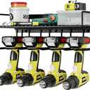 AZERPIAN Tool Organizer Heavy Duty Power Wall Mount for Drill and Cordless Tools Heavy Duty Rack for Garage Organization Workshop Pegboard (1 Layers 4 Slots) (Black)