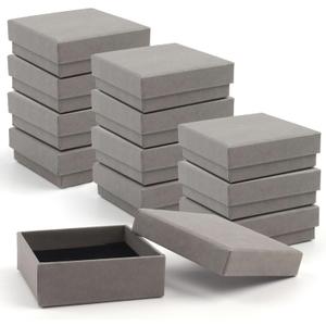 Coobbar Gift Box Necklace Earring Ring Box Gift Box,12 Pieces Square Cardboard Jewelry Gift Boxes,Cotton Filled Cardboard Paper Jewelry Box Gift Case (3.5x3.5x1.25 Inches) (Gray)