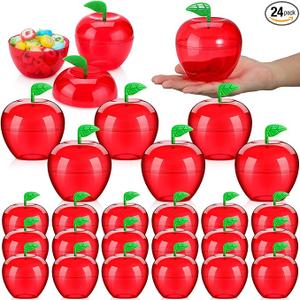 Tanlade 1 x 3.7 Inch Plastic Apple Container Bulk Back to School Red Candy Boxes Holder Filling Thank You Gift for Classroom Christmas Party Favor Teacher Appreciation Gifts Snow Party Decor