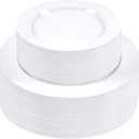 SETUP 100-Piece White Plastic Dinnerware Set – 50 10.25" Dinner & 50 7.5" Salad Plates – Heavy-Duty Disposable for Weddings, Catering, Parties
