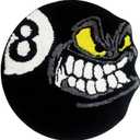 Angry 8 Ball Rug, 24" Cool Rugs for Bedroom Men, Black Round Area Rug for Man Cave, High-Pile Flocking Soft Aesthetic Carpet for Living Room Decor, Hypebeast Room Decor