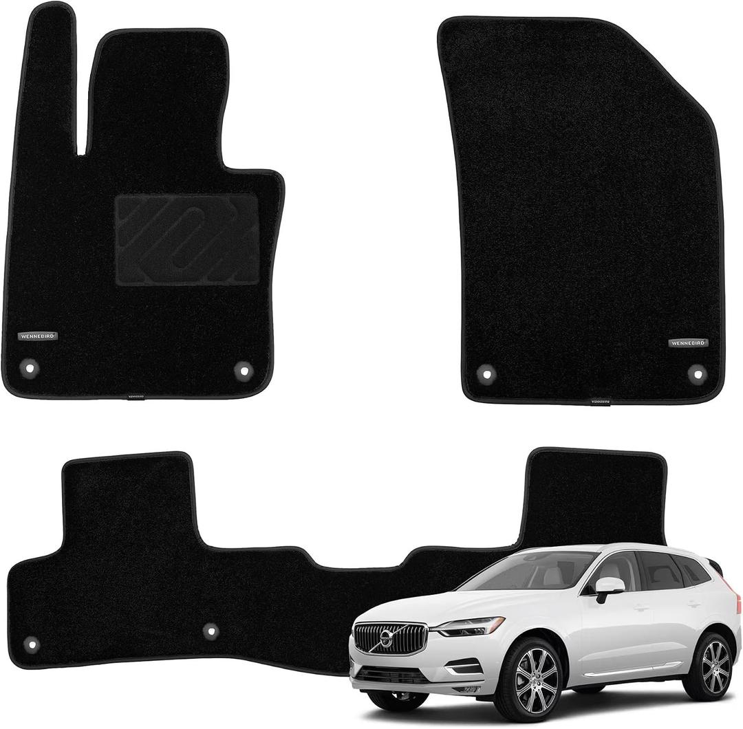 WENNEBIRD Superior Carpet Floor Mats for 2018-2026 Volvo XC60 (Not for Plug-in Hybrid), 0.6-Inch Ultra-Thick, Noise-Reducing, All-Weather Waterproof Anti-Slip 3-Pc Set