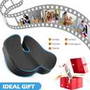 Office Chair Cushion: Ergonomic Memory Foam Seat Cushion, Tailbone-Sciatica Pain Relief Pillow, Desk Butt Pillow for Office Chair, Car Seat, Airplane, Wheelchair - Dark Grey