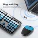 MOFII Wireless Keyboard and Mouse Combo, 2.4GHz Retro Typewriter Keyboard Full Size, Cute Wireless Mice, USB Dongle Plug and Play, for Laptop, PC, Desktop, Windows (Black Blue Gradient Color)