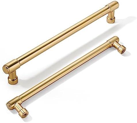 khtumeware 9 Pack 8 Inch(203mm) Champagne Bronze Kitchen Cabinet Handles Warm Brass Cabinet Pulls Gold Kitchen Cabinet Hardware for Cupboard Drawer Pulls Dresser Handle