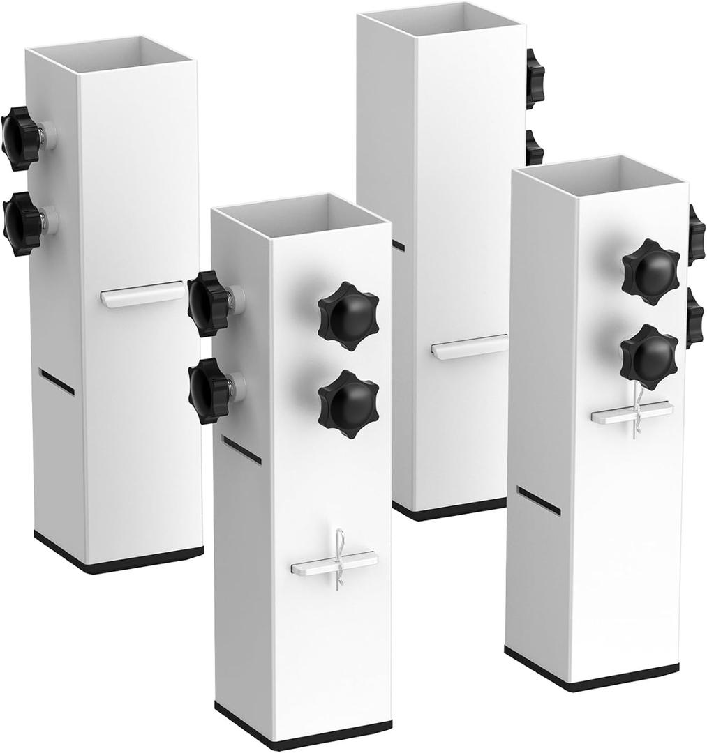 Carbon Steel Bed Risers 2.3" Diameter Dorm Bed Riser Adjustable Height (3.2" or 5.1") College Dorm Bed Lifts Risers Supports 10,000 lbs for Dorm Beds, Tables & Furniture(White)