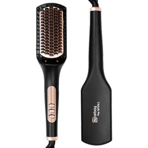Nicebay Hair Straightener, Negative Ion Hair Brush for Women, Anti-Scald & Auto-Off Feature, Fast Heating & 6 Temp Settings