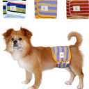 TONY HOBY Male Dog Diapers, Washable Dog Belly Band, Reusable Male Dog Wrap (3 Pack, Blue&Green, S)