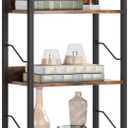 Hosfais 5 Tier Tall Bookshelf: Industrial Wood Book Shelf with Edge Protection Metal Narrow Bookshelf Bookcase Storage Organizer Display Rack for Living Room Home Office (Rustic Brown)